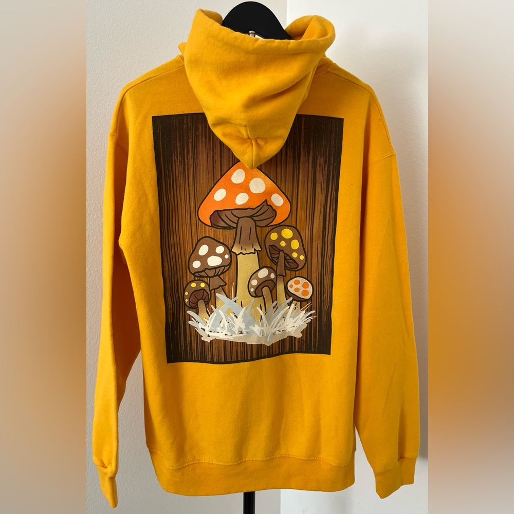 🍄✨ Mushroom Magic Mustard Hoodie – Bowery Supply Co. – Unisex S ✨🍄